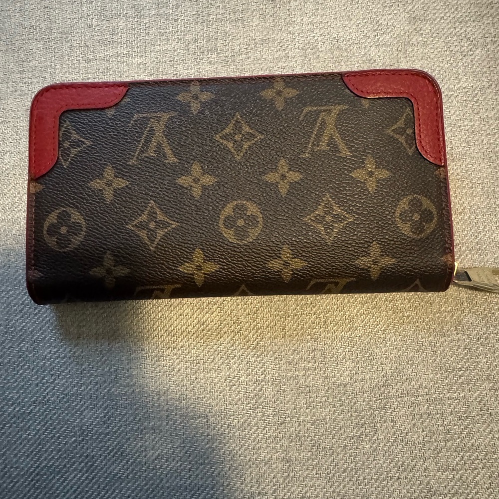 Louis Vuitton Brown and Red Monogram Wallet